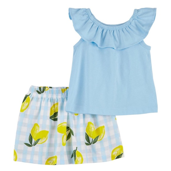 Baby 2 Piece Flutter Top and Lemon Skort set - Picture 4 of 4